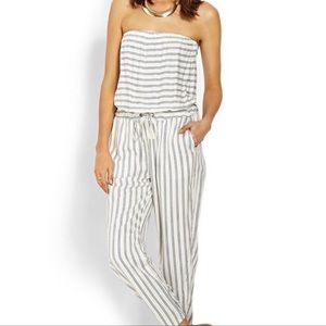 Life In Progress Strapless Jumpsuit White and Blue